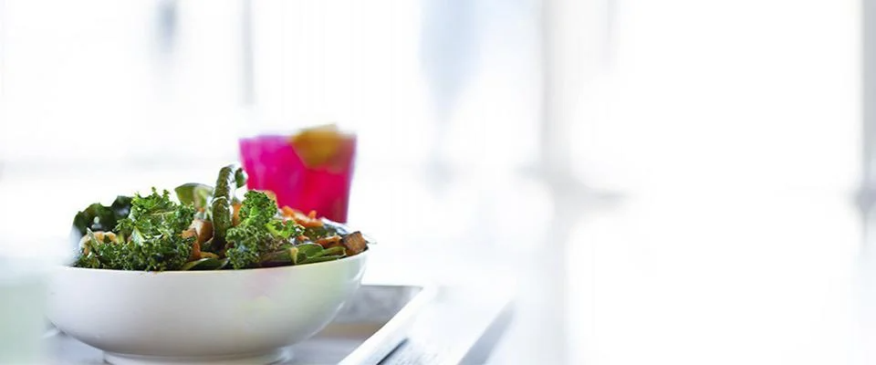 Fresh fruits and vegetables displayed as a way to help trim down calories