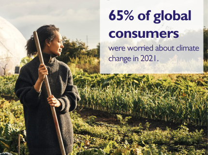 A gathering of global consumers in 2020, showing their anxiety regarding climate change issues.