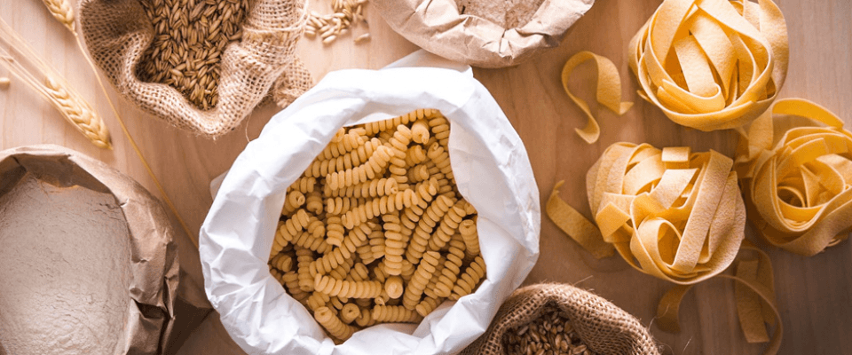 Various pasta and grains, offering choices for those with gluten intolerance and coeliac disease.