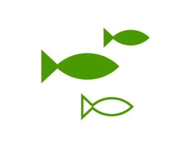 A green fish swimming alongside a green fish icon, showcasing their colorful aquatic beauty.