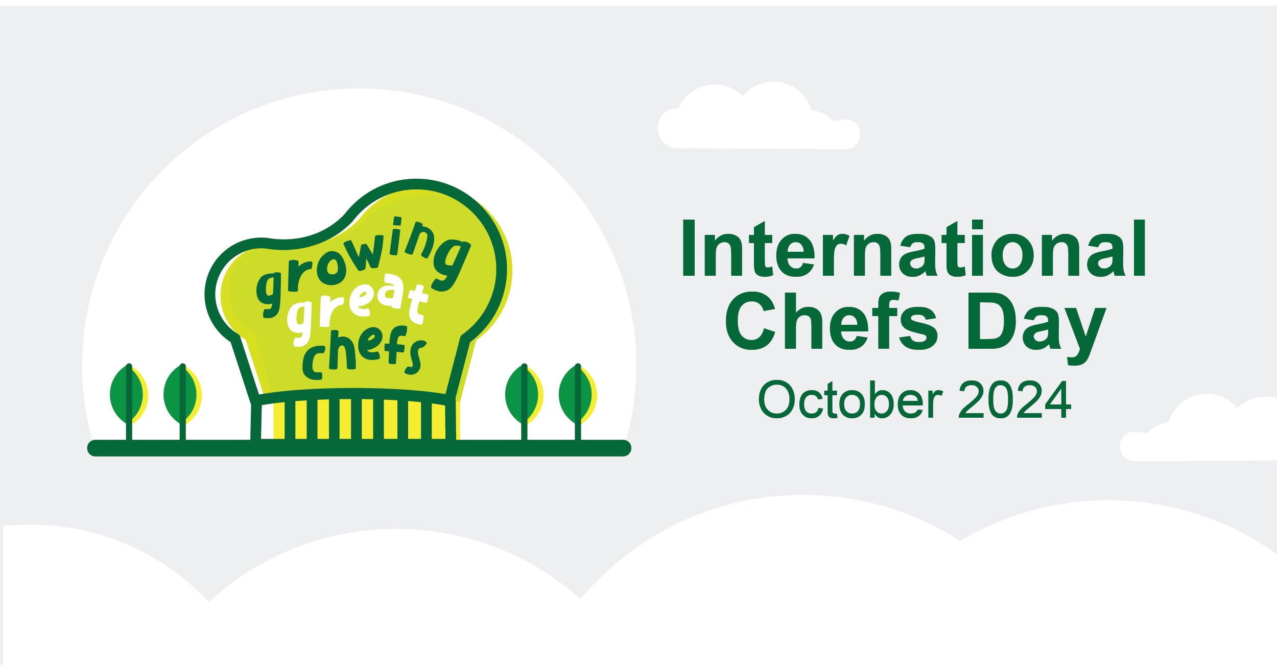 International Chefs Day logo with green leaves and a tree.