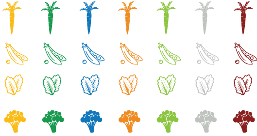 A set of vegetable icons showcasing various types of vegetables in a fun and engaging design.