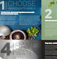 Four steps illustrated for selecting the right ingredients for cooking, featuring icons and brief text descriptions.