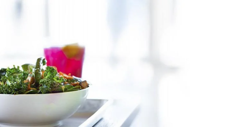 Fresh fruits and vegetables displayed as a way to help trim down calories