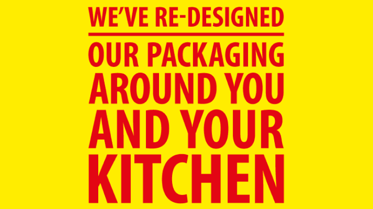 A bold message from Maggie brand showcasing a packaging redesign focused on sustainability.