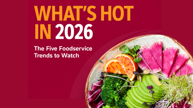 Plate with colorful variety of the fruits and vegetables describing the 2026 food trends