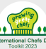 International Chefs Day Toolkit 2023 logo, showcasing a creative design with cooking symbols and bright hues