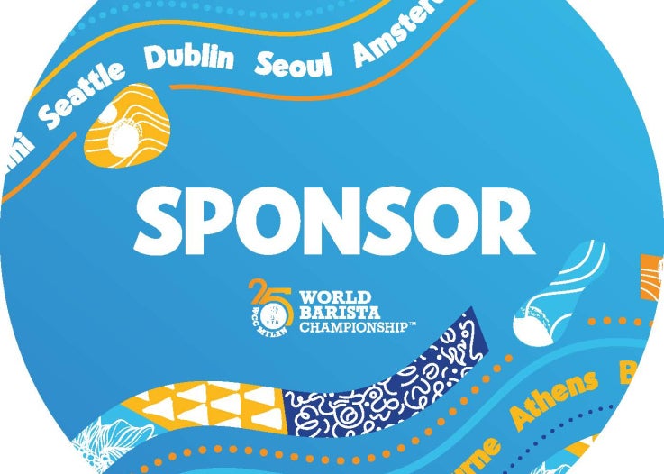 Sponsor logo displayed on a circular background for the 2025 World Barista Championship in Milano