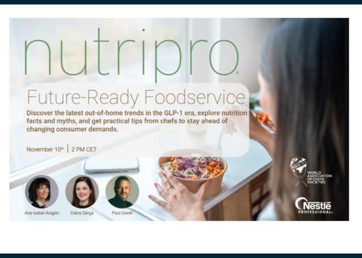 Woman enjoying a colorful salad at a kitchen counter, illustrating future-ready foodservice and nutrition.